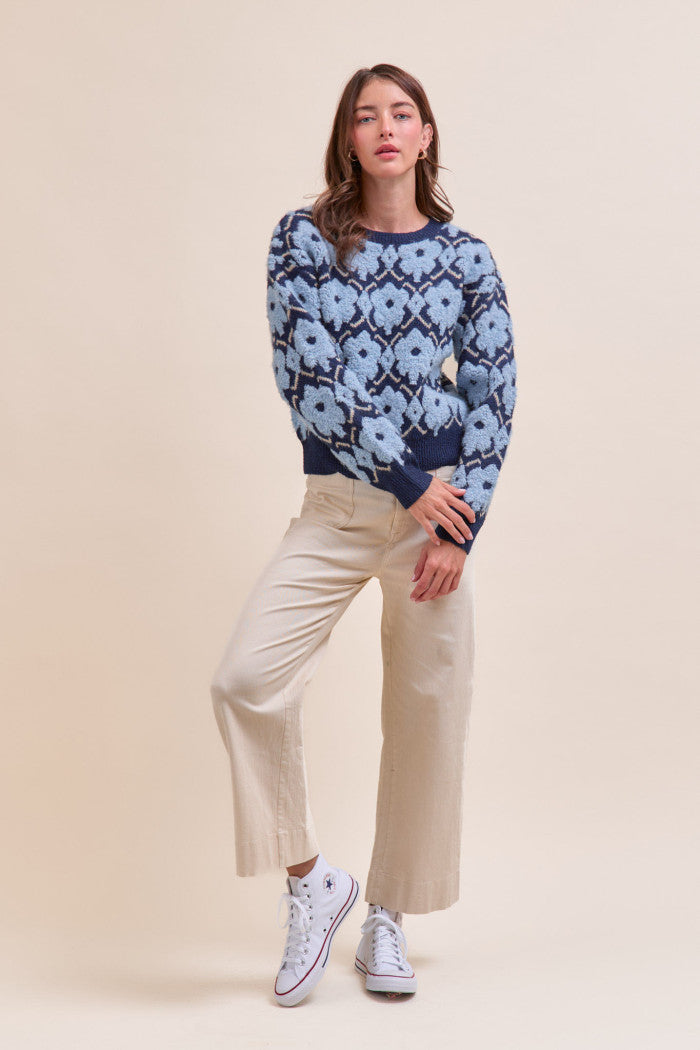 MSW11198 Fuzzy Floral Sweater