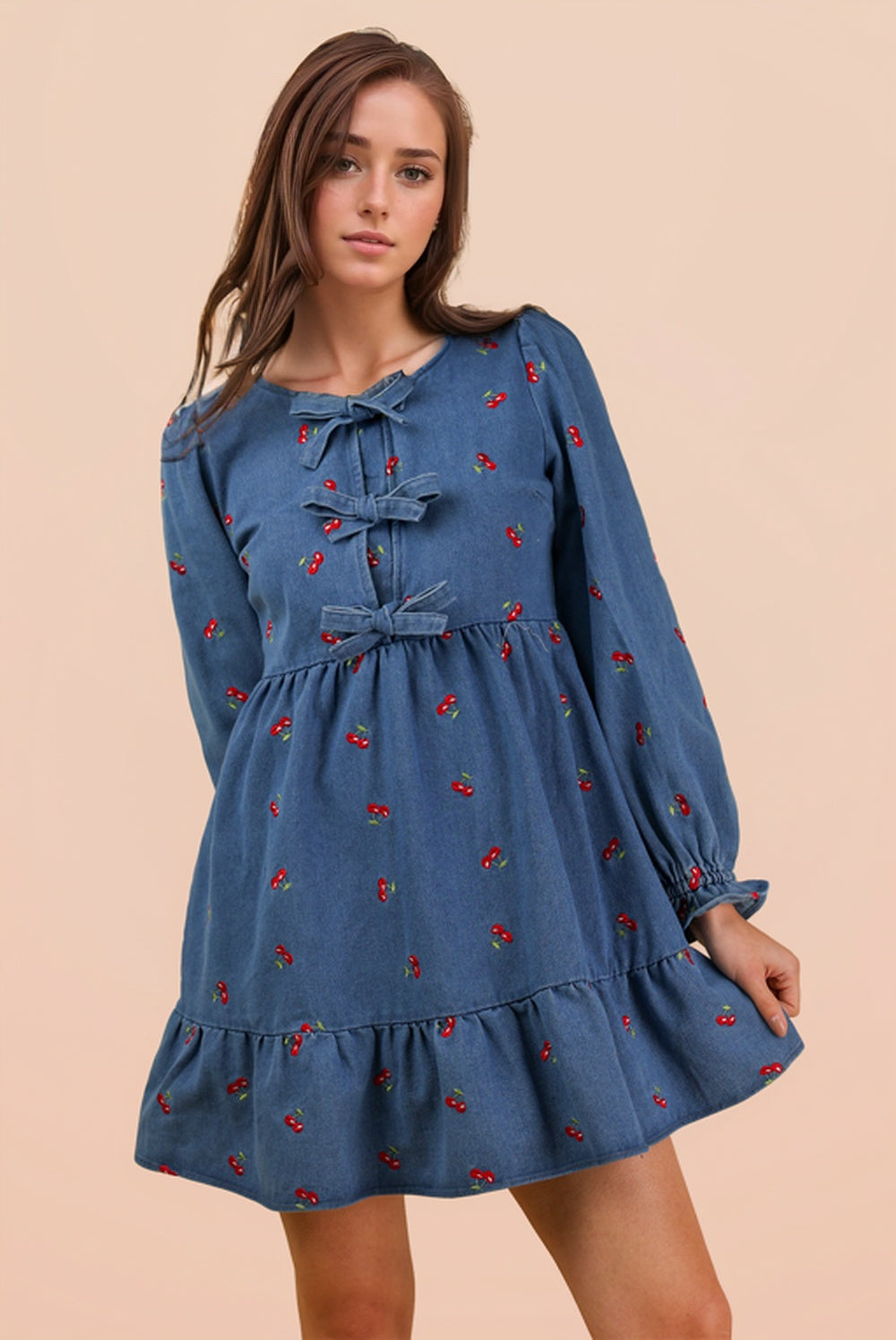 ND31898 Printed Denim Dress
