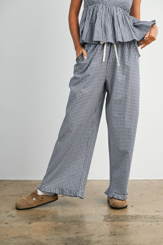 BMP8476 Striped Ruffle Hem Pants