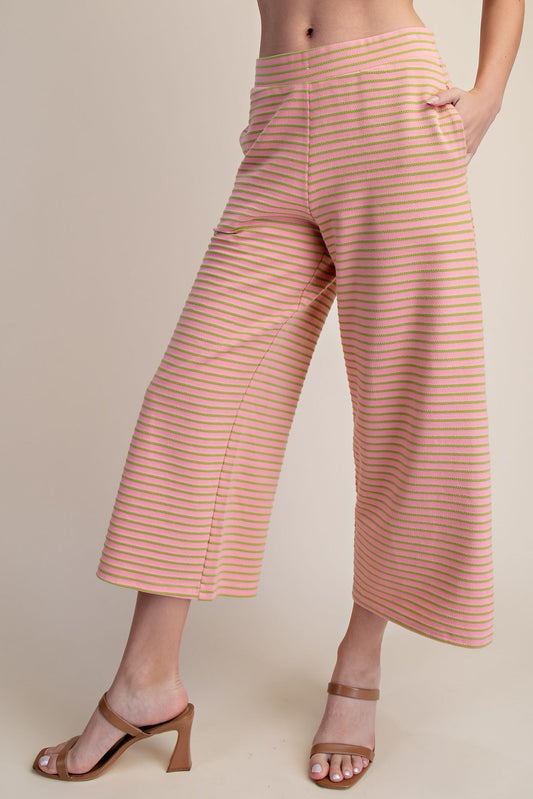 P8143 Cropped Wide Leg Stripe Pants