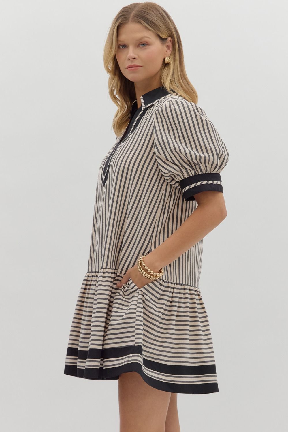D27123 Textured Stripe Pattern Dress