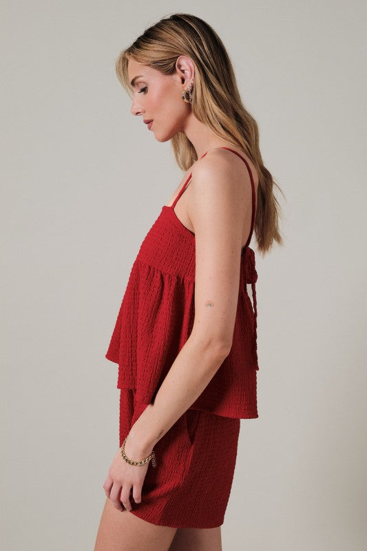 ET2739 Ribbon Tie Detail Tank Top