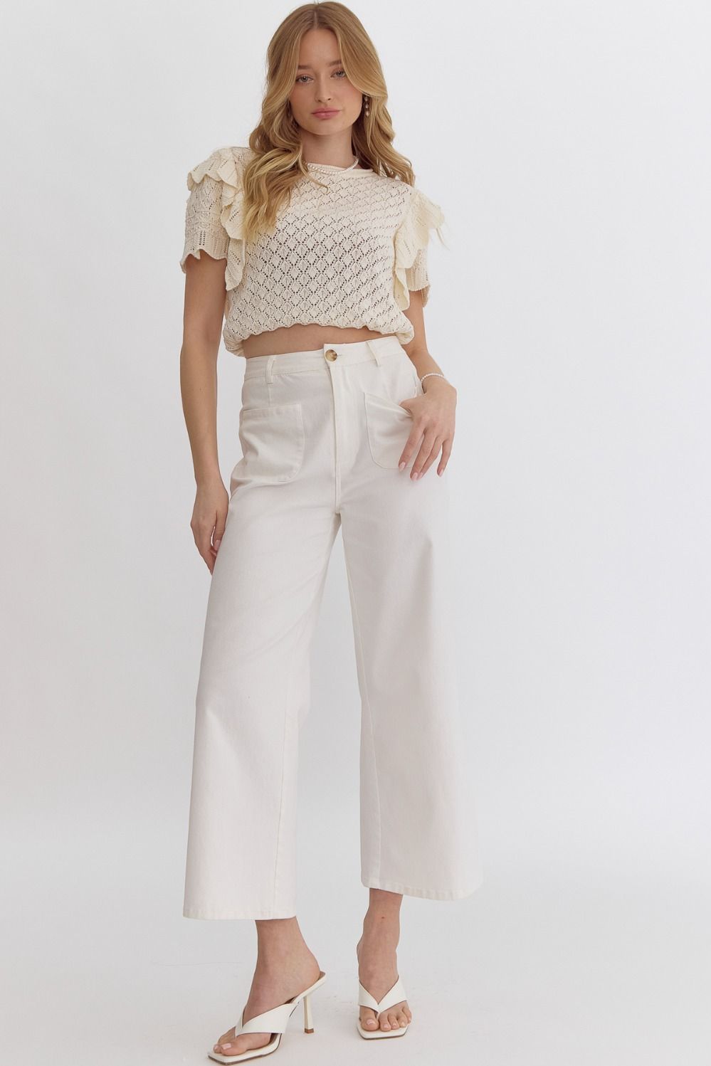 P23528 High Waisted Wide Leg Pants