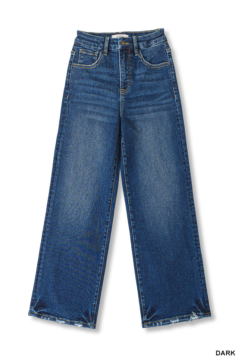 DYP-9556DD Cropped Wide Leg Denim Jeans