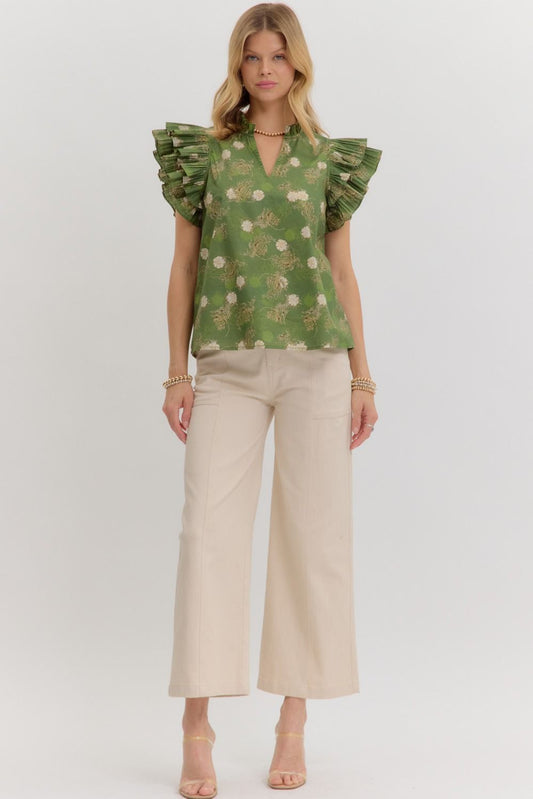 T27239 Vintage Floral Print Top