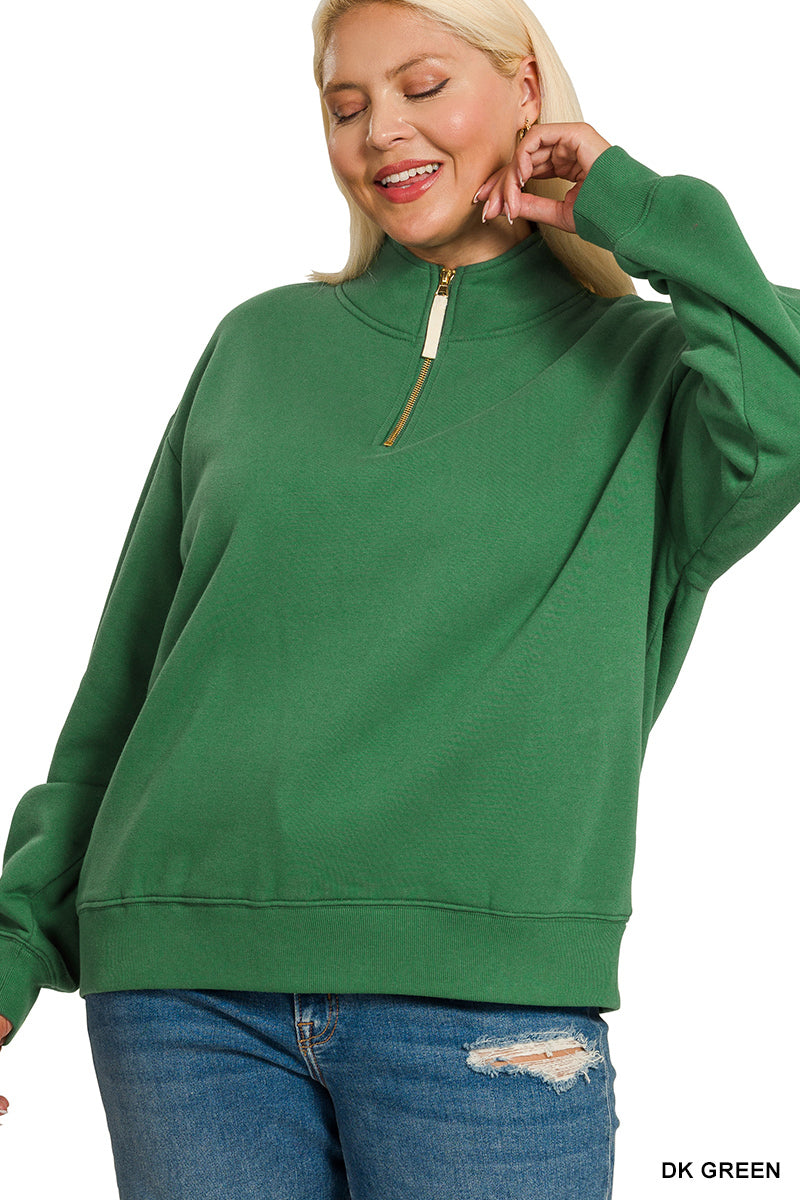 OT-4357X Curvy Fleece Half-Zip Sweatshirt