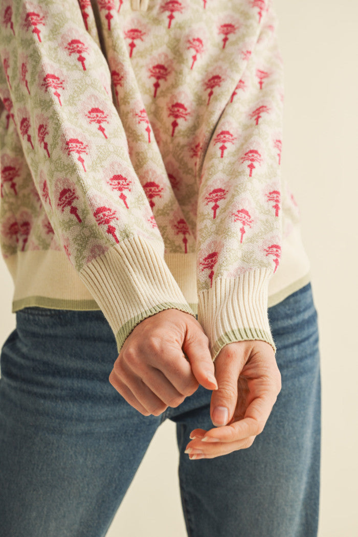 MSW10829 Floral Half Zip Pullover
