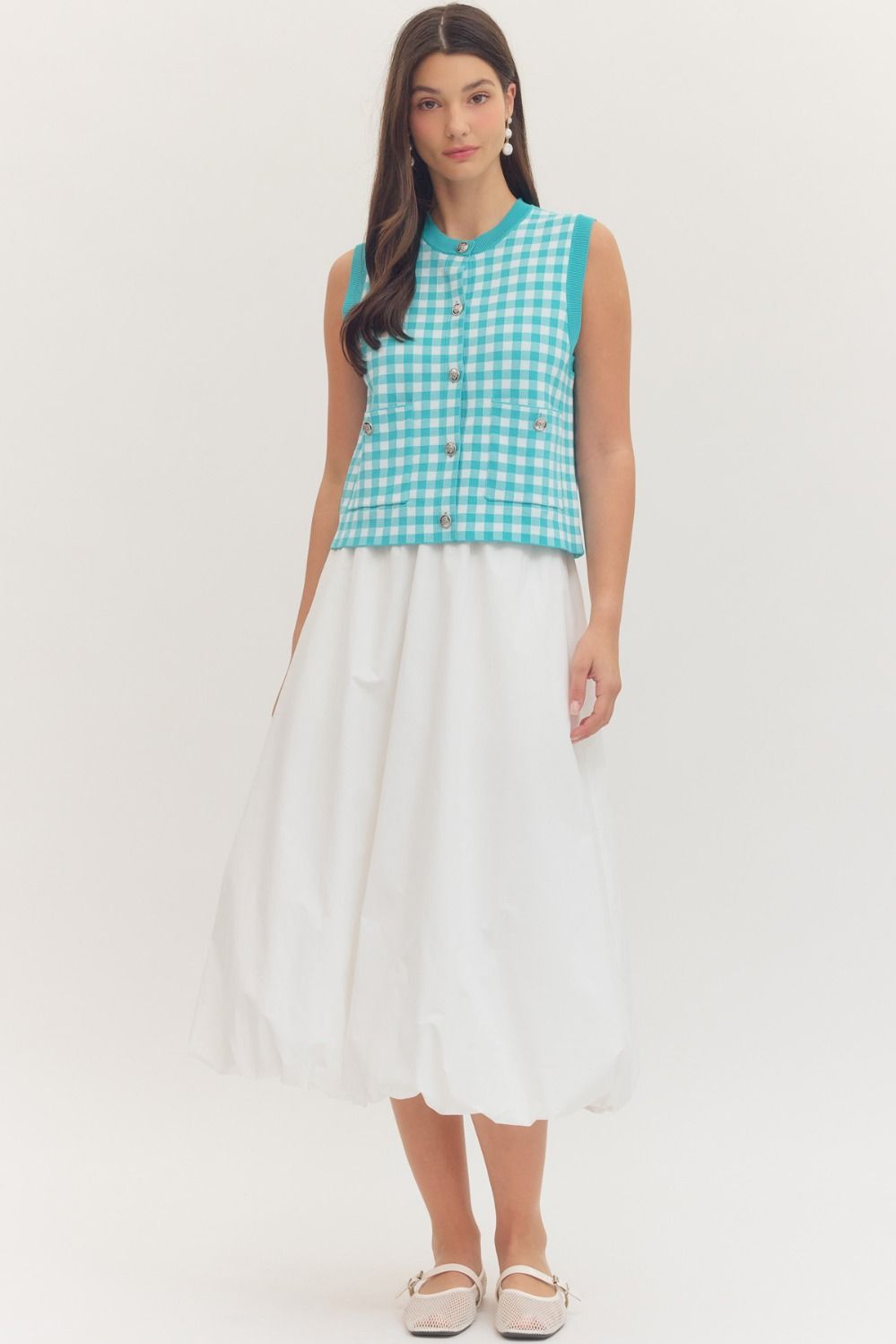 T30793 Gingham Sleeveless Top