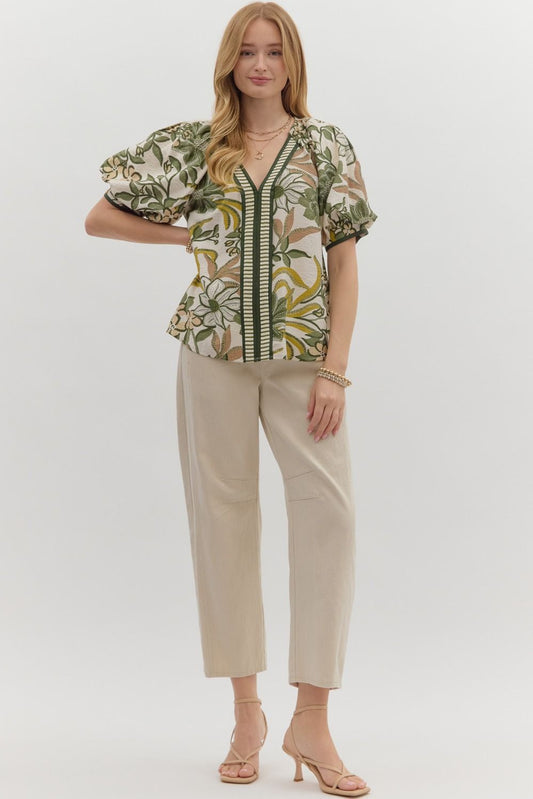 T27414 Botanical Print Top