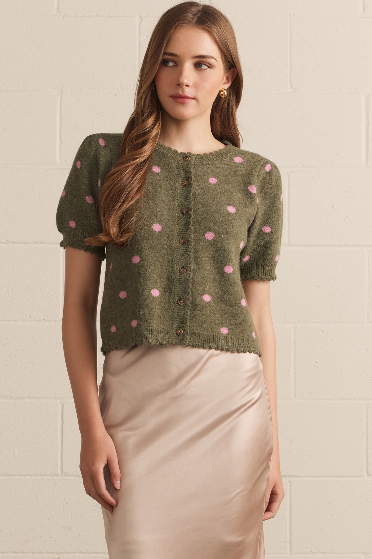T31956 Polka Dot Sweater Top