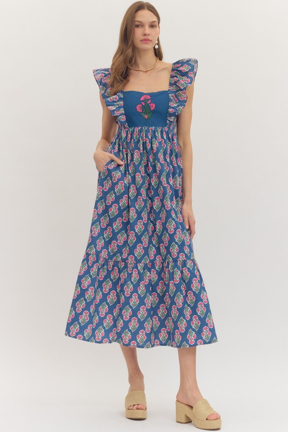 D29327 Botanical Print Midi Dress