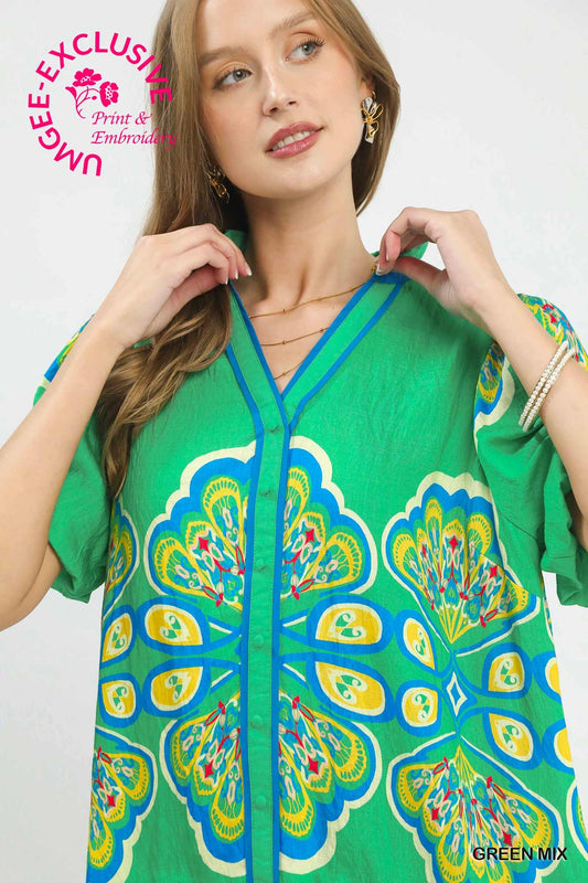 C6165 Boho Printed Mini Dress