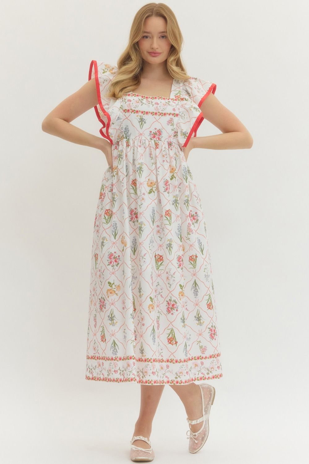 D28767 Botanical Print Midi Dress