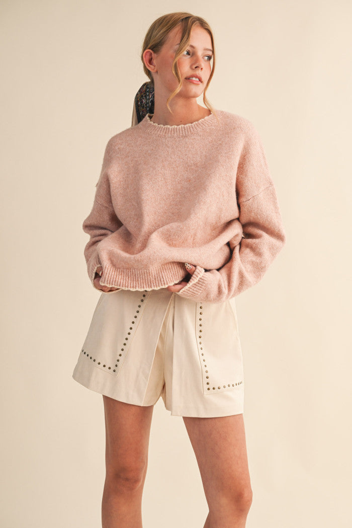 MSW11114 Scalloped Edge Sweater