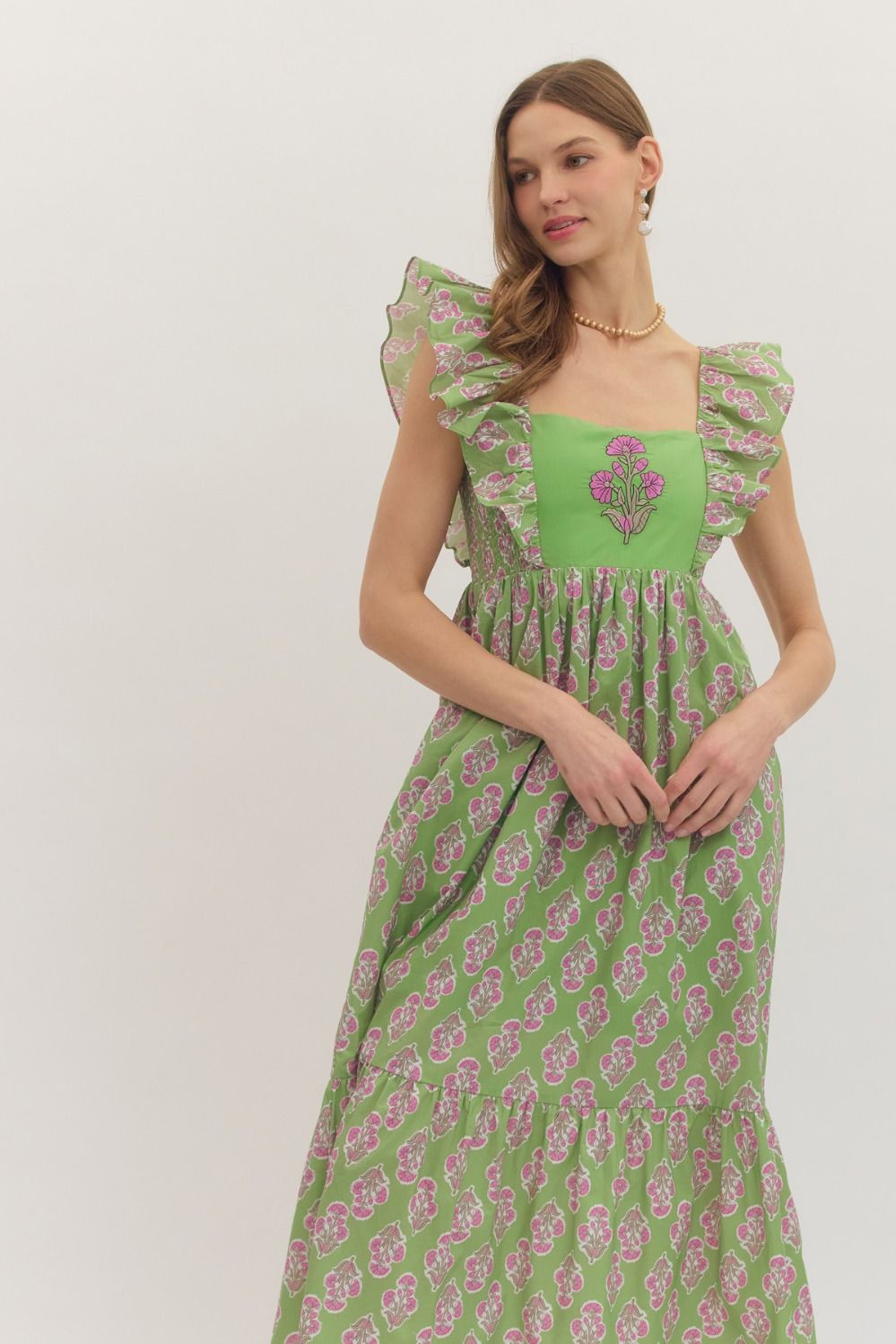 D29327 Botanical Print Midi Dress