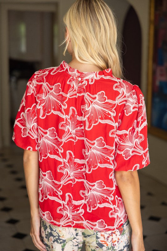 36820 Floral Embroidered Top