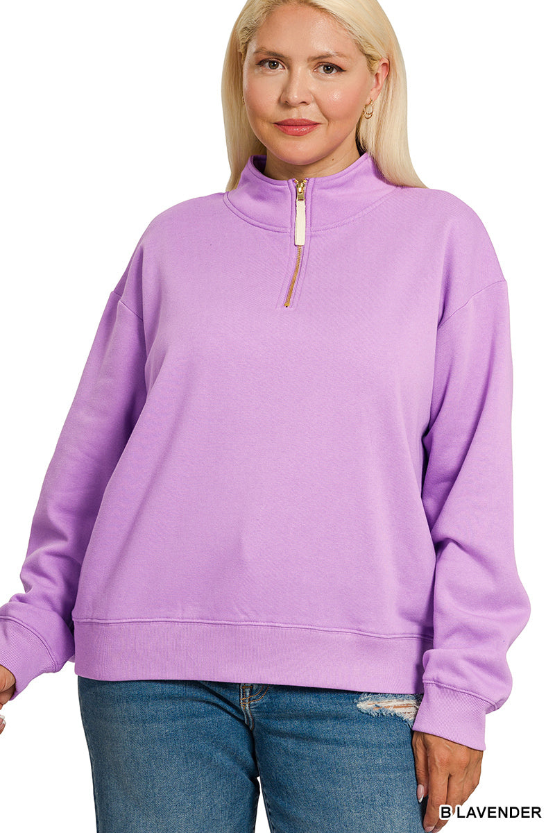 OT-4357X Curvy Fleece Half-Zip Sweatshirt