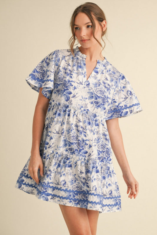 G13000-1-Plus Curvy Printed Babydoll Dress