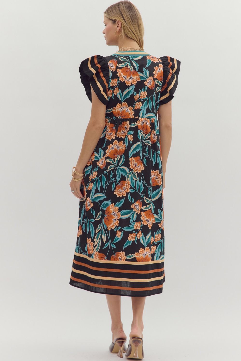 D27907 Floral Print Midi Dress
