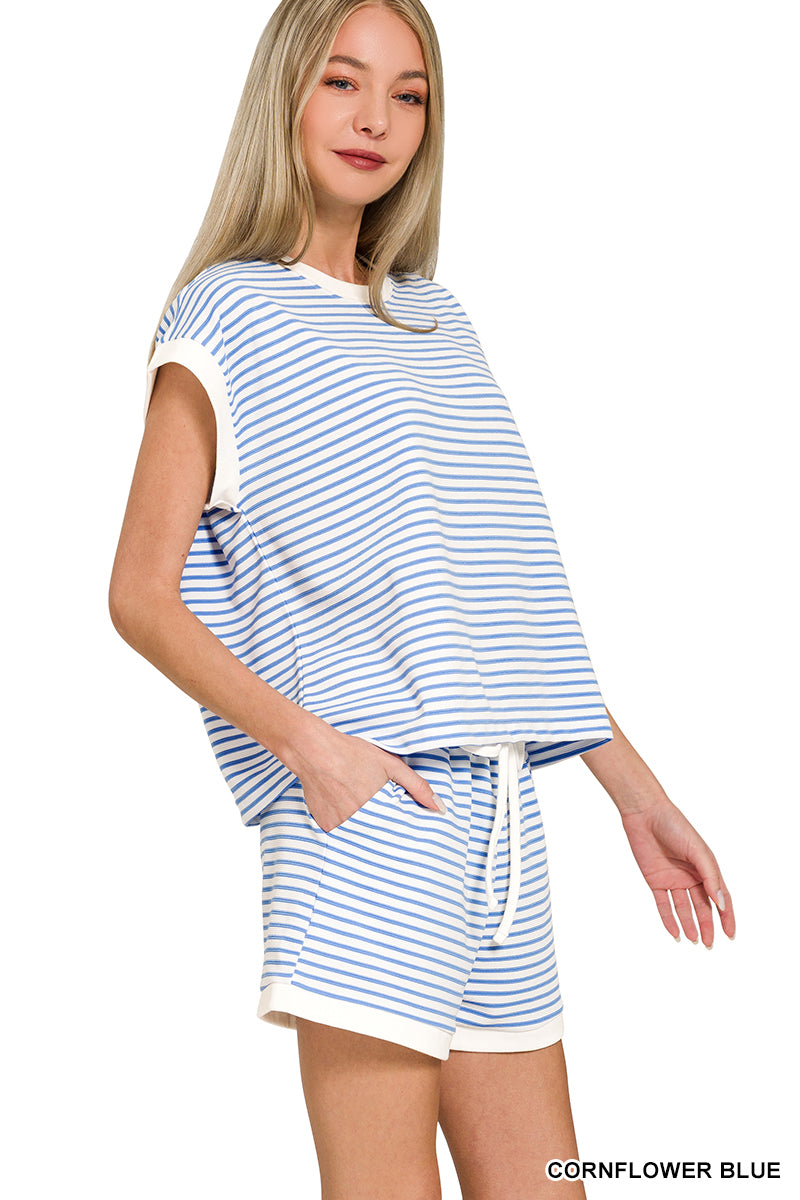 CTCP-3540Y Stripe Shorts Set