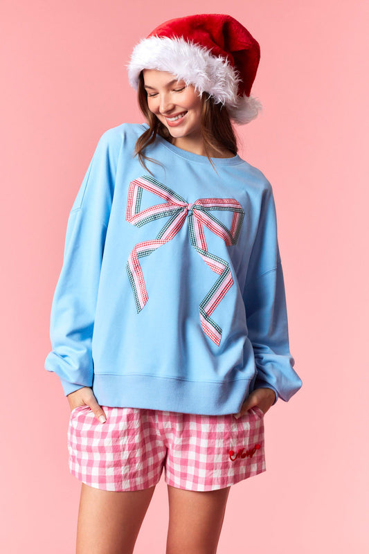 IKT300394-02 Gingham Bow Detail Sweatshirt