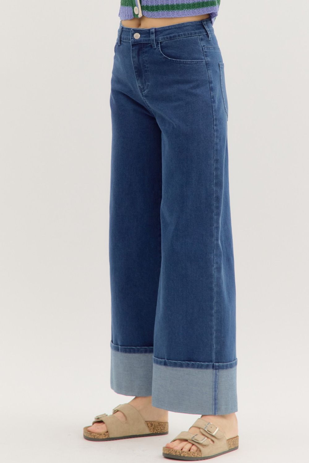 P26465 Cuff Hem Ankle Length Jeans