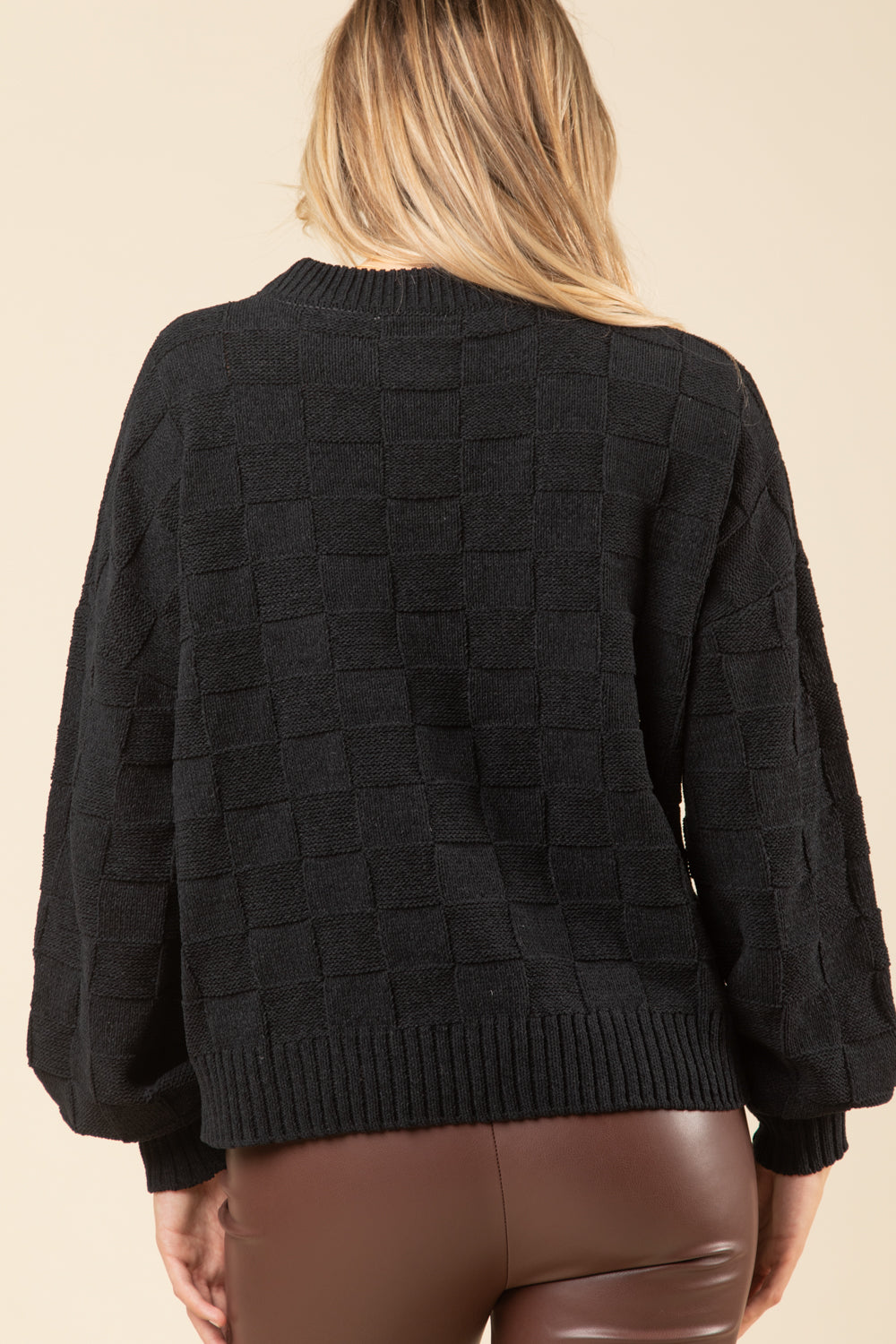 12W2915N Checker Textured Sweater