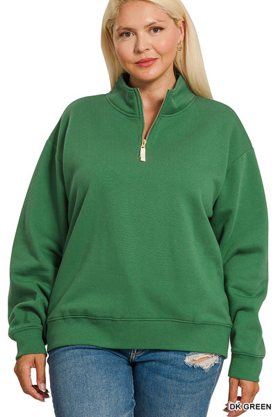 OT-4357X Curvy Fleece Half-Zip Sweatshirt