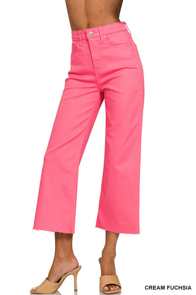 DOP1617A High Rise Flare Cropped Colored Pants