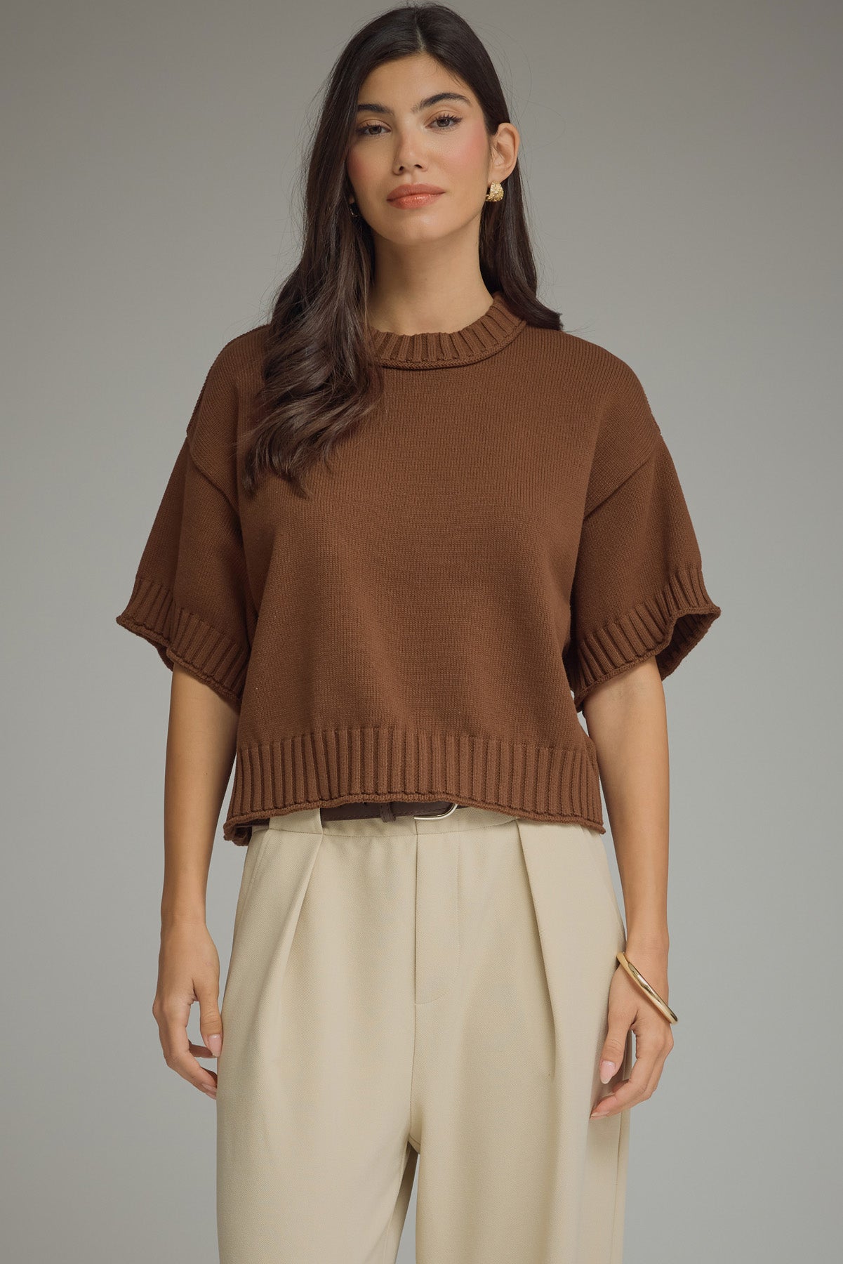 T31979 Solid Sweater Top