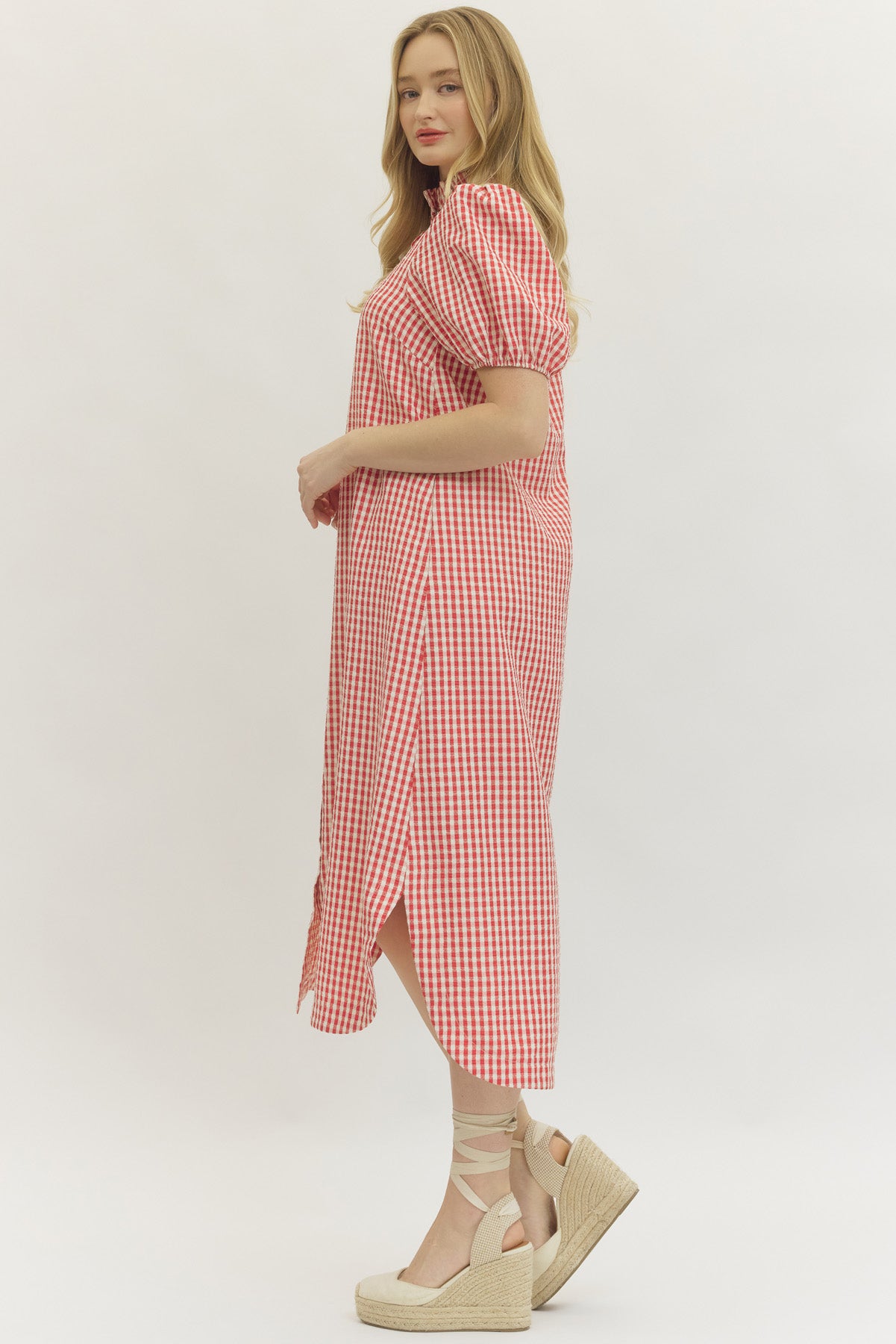 D30179 Gingham Midi Dress