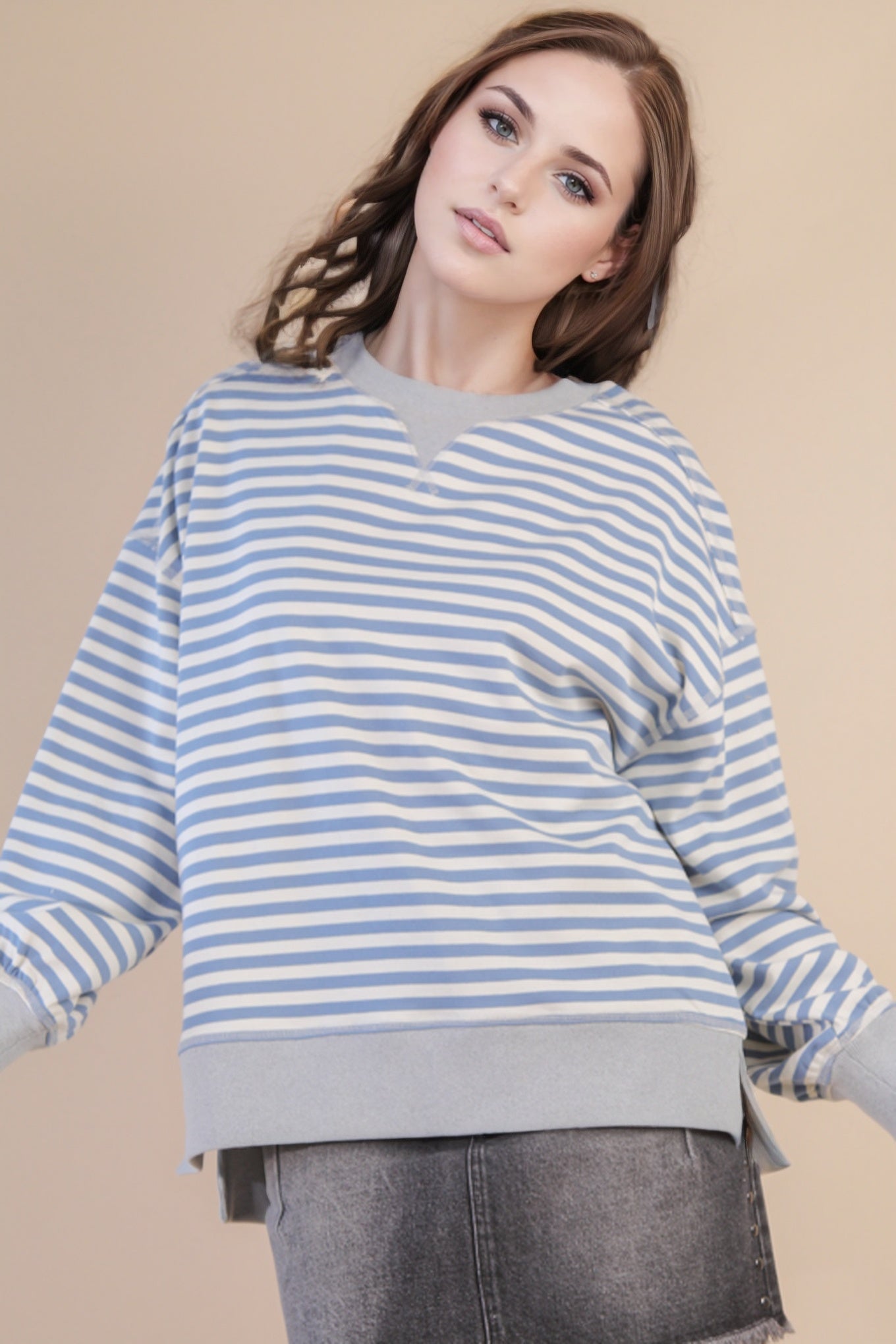 NT11927 Oversized Stripe Top