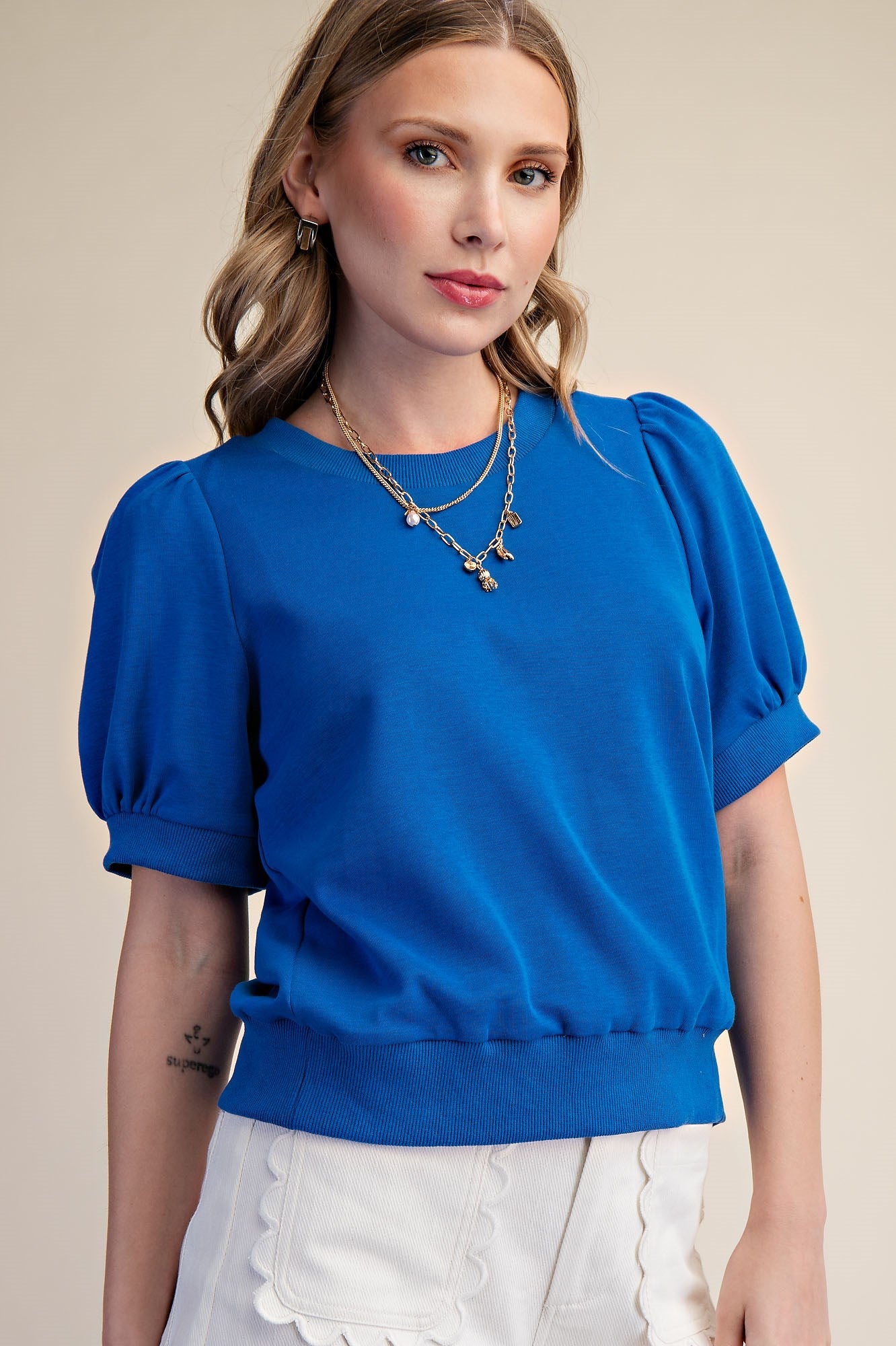 T8044 Round Neck Solid Top