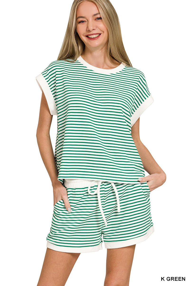 CTCP-3540Y Stripe Shorts Set