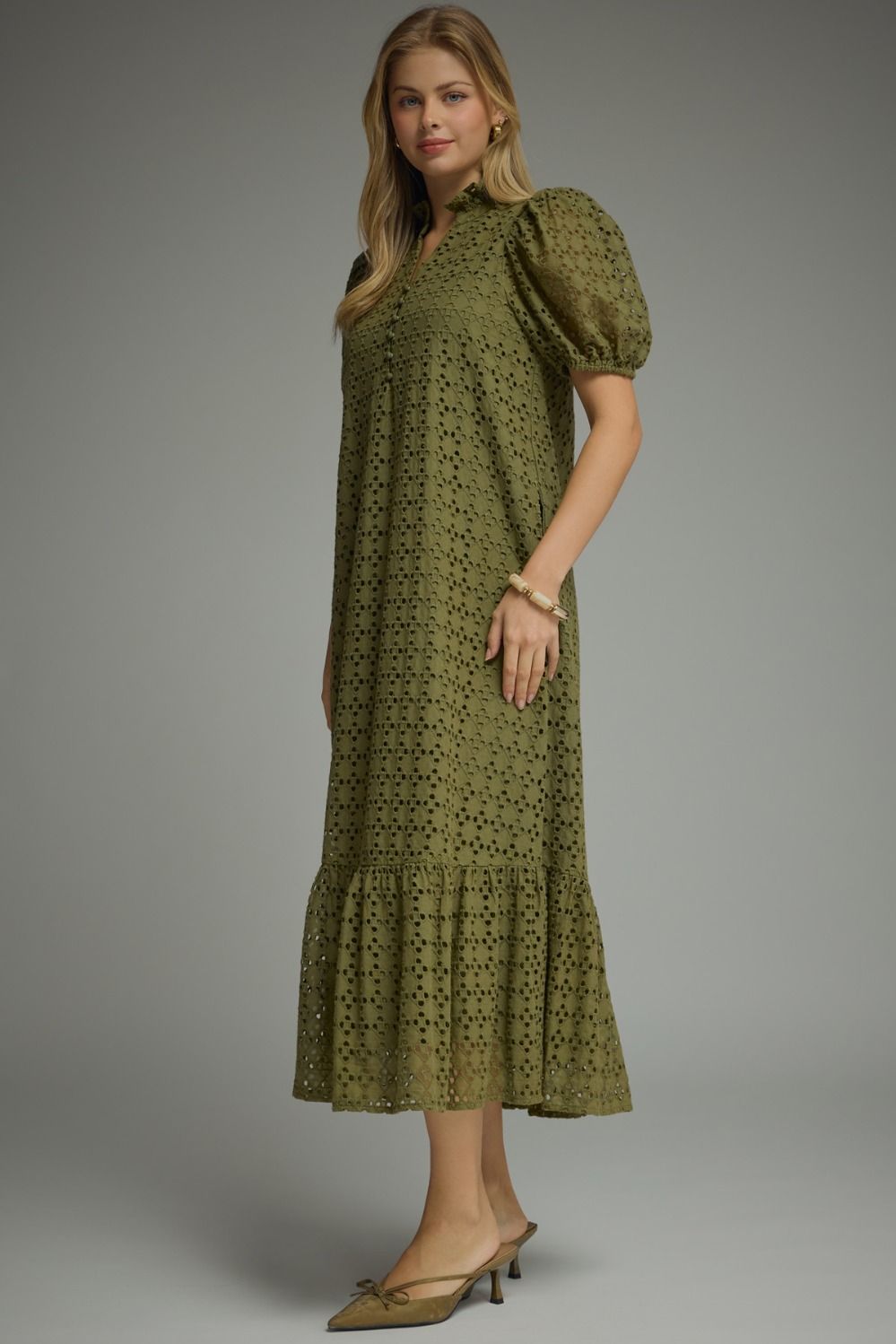 D29377 Eyelet Midi Dress