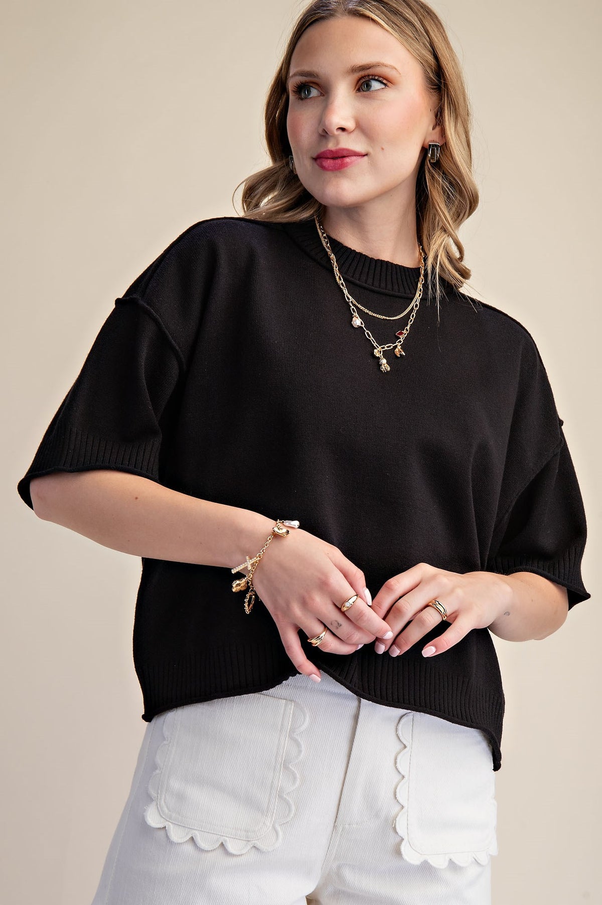 GSW9968 Elbow Length Sweater Top