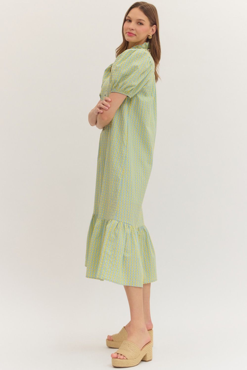 D32038 Gingham Midi Dress