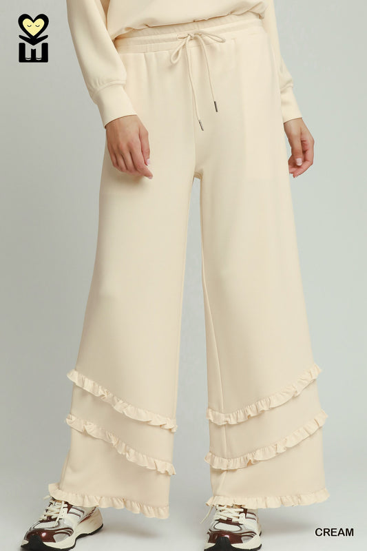H1034-P Luxeknit Ruffle Bottom Pants