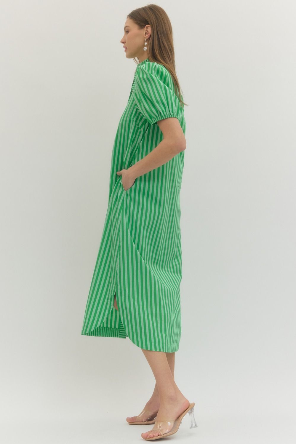 D27601 Stripe Print Midi Dress