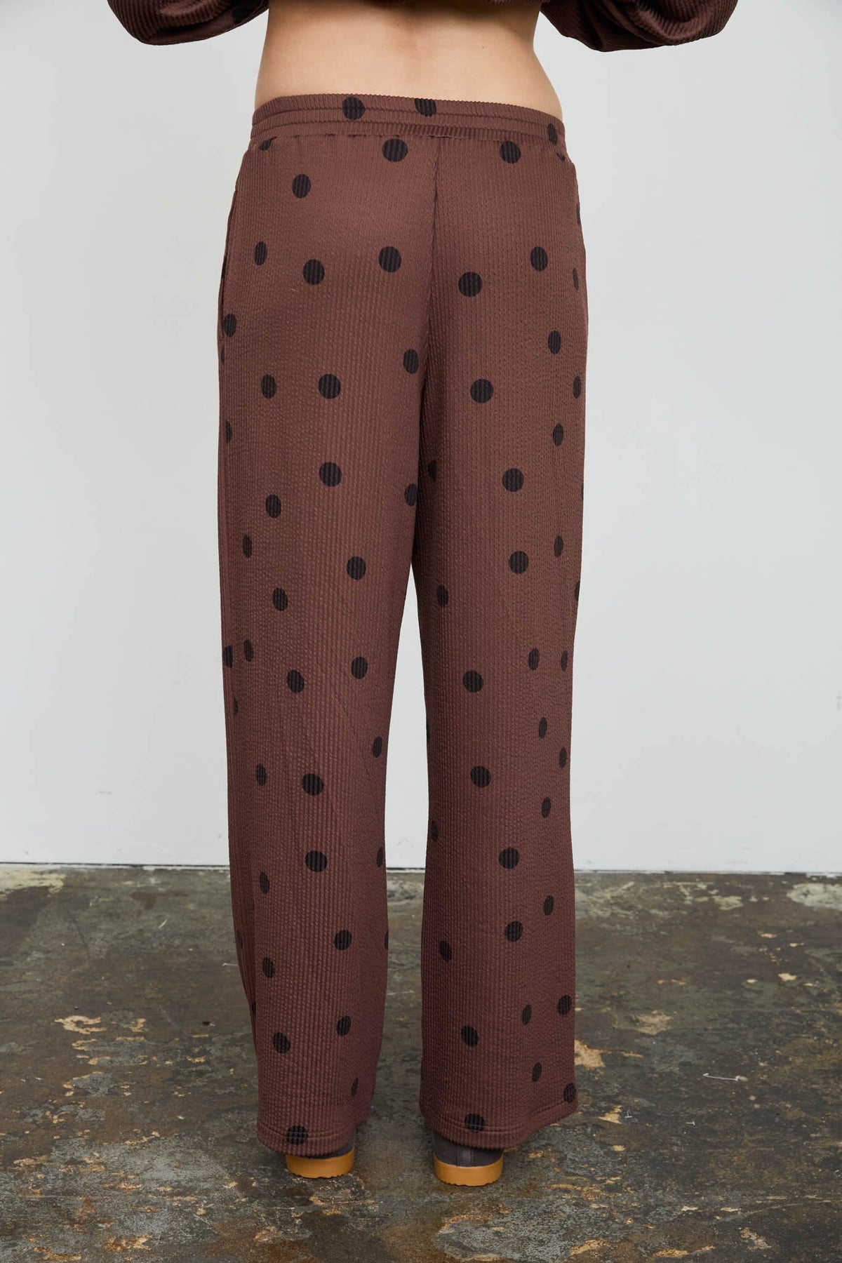 J6FX1019-B Textured Polka Dot Pants