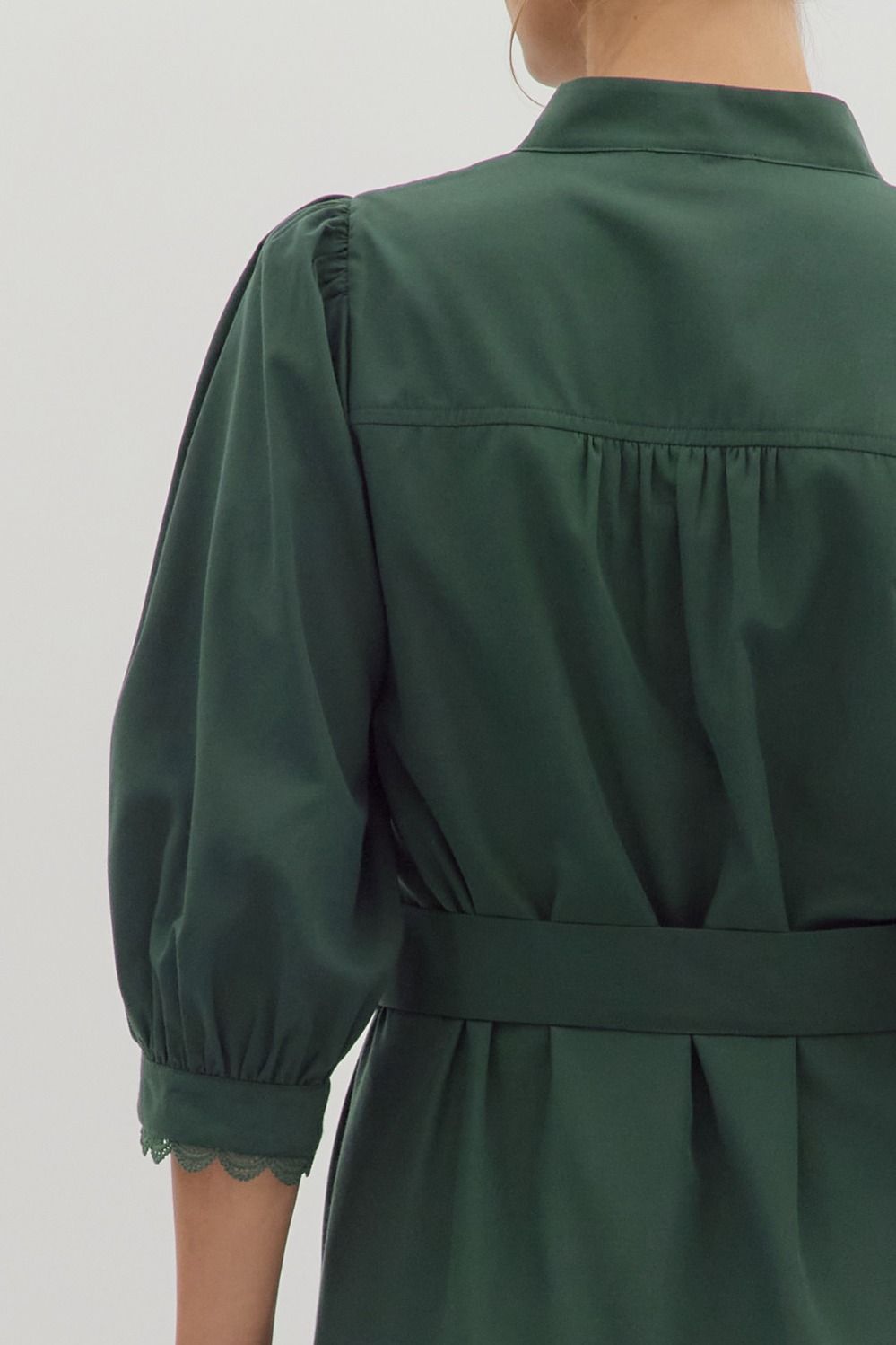 D27990 Solid 3/4 Sleeve Mini Dress