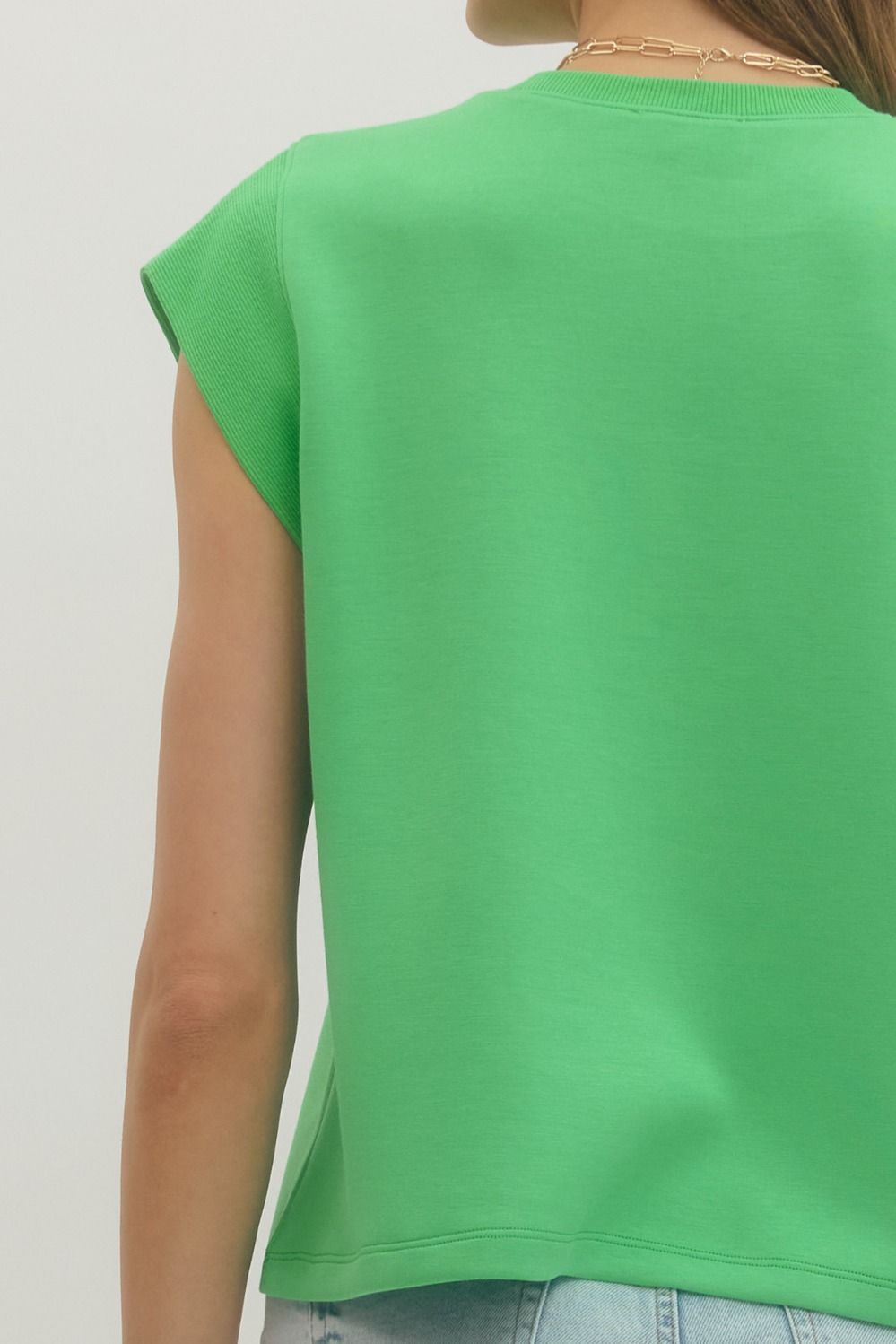T28380 Solid Cap Sleeve Top