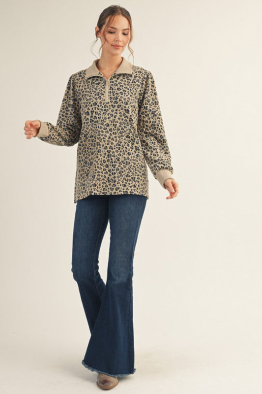 G14733 Textured Leopard Top