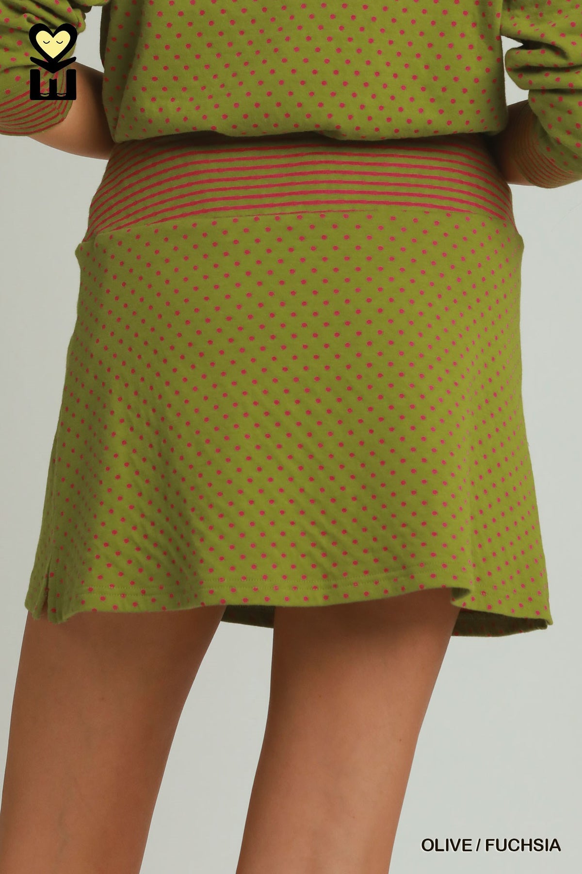 H1157 Polka Dot and Stripe Skort