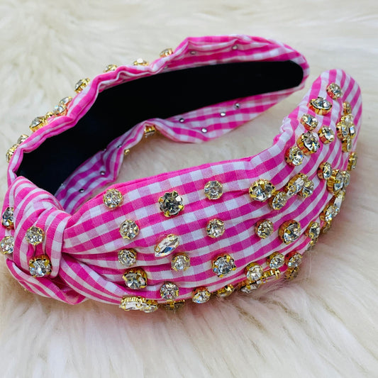 Checkered Plaid Knotted Headband