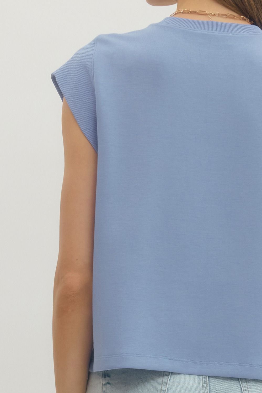 T28380 Solid Cap Sleeve Top