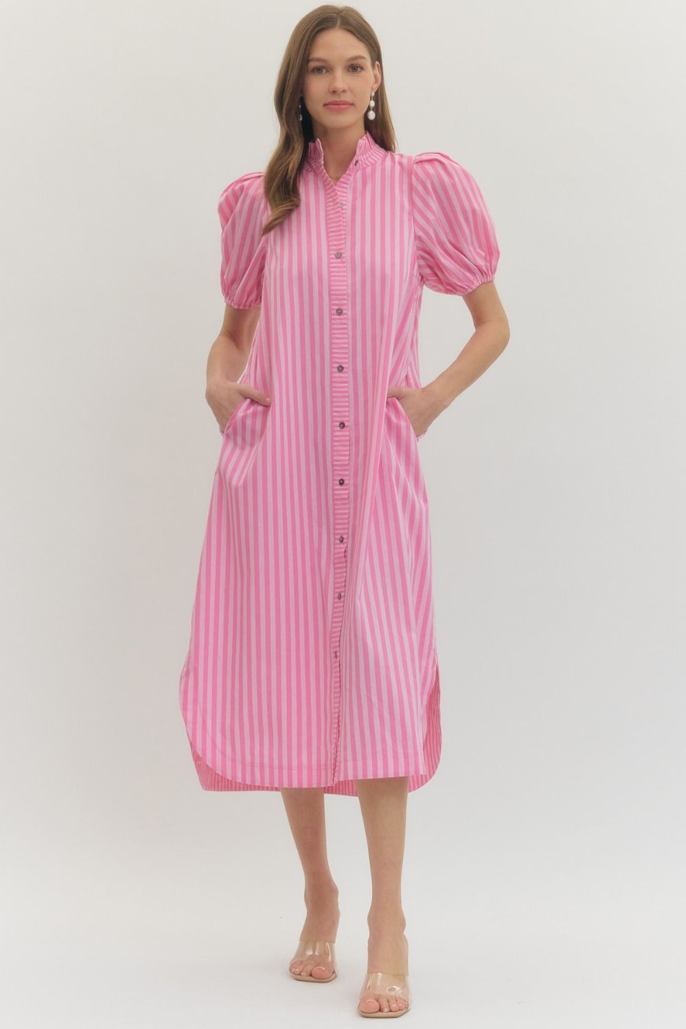 D27601 Stripe Print Midi Dress