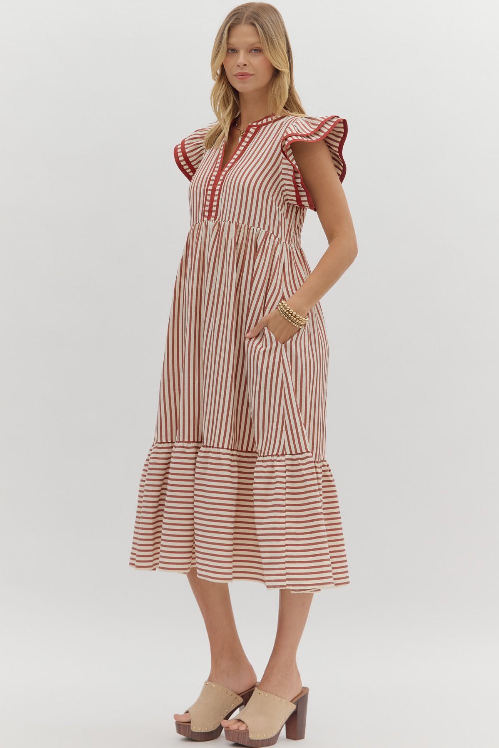 D26444 Textured Stripe Pattern Dress