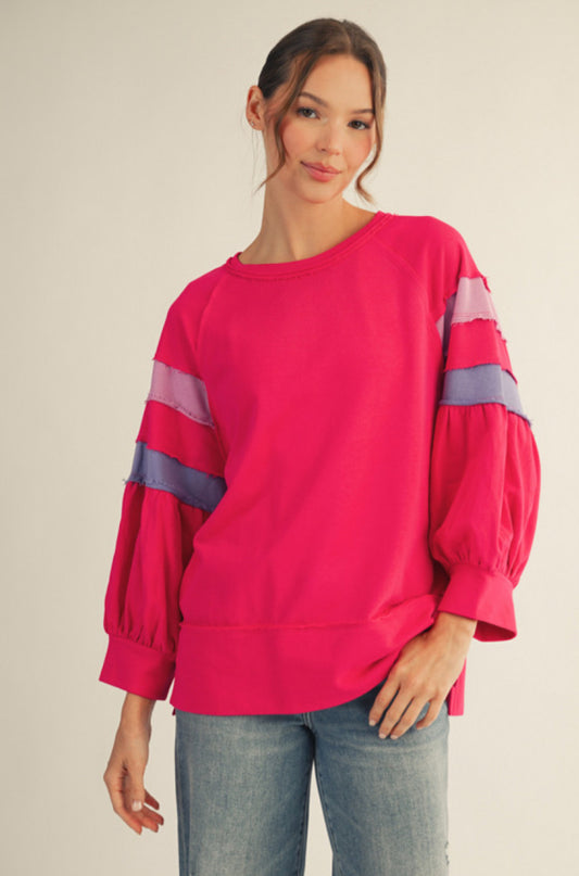 R42058 3/4 Raglan Sleeve Casual Top