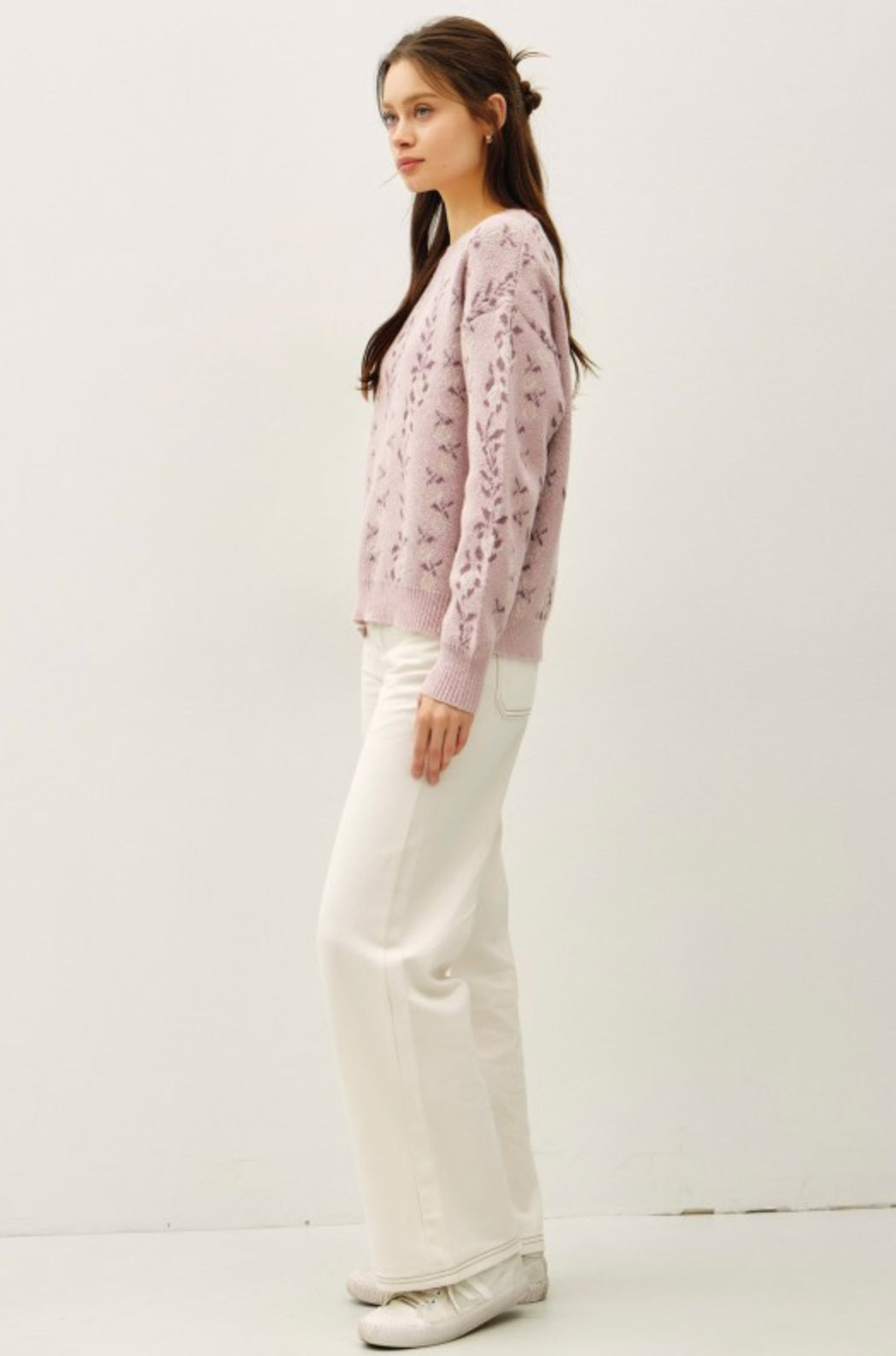 65116 Floral Jacquard Sweater